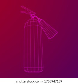 Fire extinguisher. Wireframe low poly mesh vector illustration.