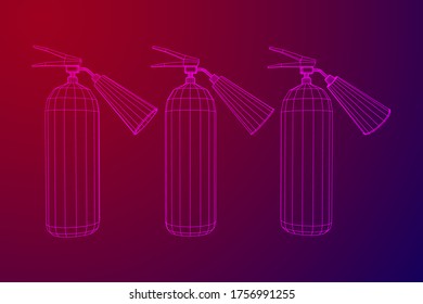 Fire extinguisher. Wireframe low poly mesh vector illustration.