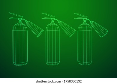 Fire extinguisher. Wireframe low poly mesh vector illustration.
