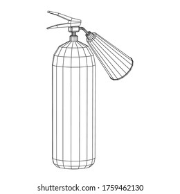 Fire extinguisher. Wireframe low poly mesh vector illustration.