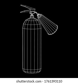 Fire extinguisher. Wireframe low poly mesh vector illustration.