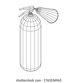 Fire extinguisher. Wireframe low poly mesh vector illustration.