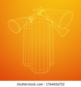 Fire extinguisher. Wireframe low poly mesh vector illustration.