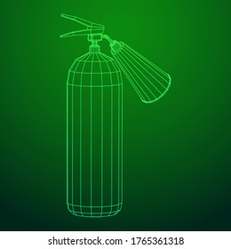 Fire extinguisher. Wireframe low poly mesh vector illustration.