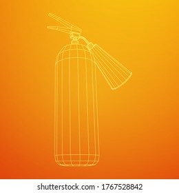 Fire extinguisher. Wireframe low poly mesh vector illustration.