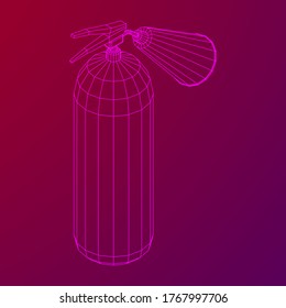 Feuerlöscher. Wireframe Low-Poly-Mesh, Vektorgrafik.