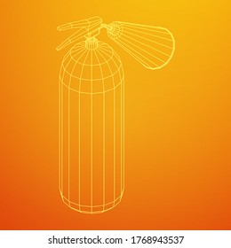 Extintor de incendios. Ilustración vectorial de malla baja de malla de malla de alambre.