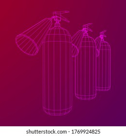 Fire extinguisher. Wireframe low poly mesh vector illustration.