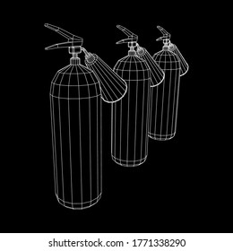 Fire extinguisher. Wireframe low poly mesh vector illustration.