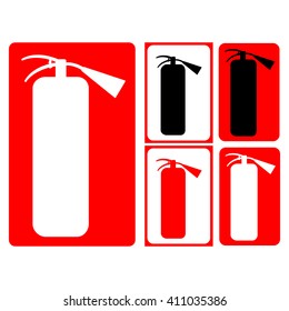 fire extinguishers set of white red black