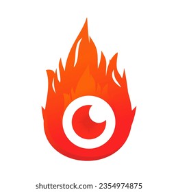 Icono de ojo de fuego. Vector de ilustración