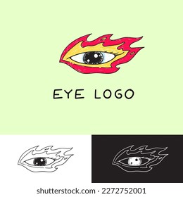 Diseño de la Ilustración del Logo Del Ojo De Fuego. Logo De Onfire Eye Icono. Pos ópticos