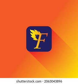 Fire F letter icon logo design