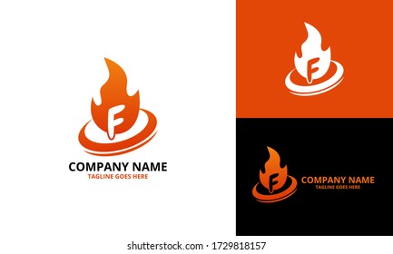 Fire F letter logo design template. Illustration vector graphic. Design concept fire with Initial F Letter Logo Design. Perfect for corporate, technology, initial , community and more technology brand