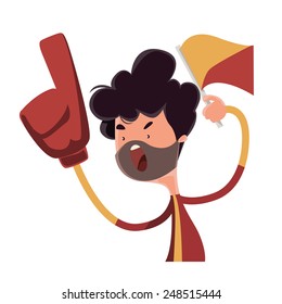 Fire fan cheering for his team vector illustration cartoon character