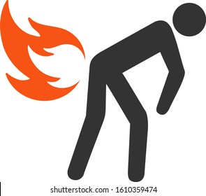 Fire farting vector icon. Flat Fire farting symbol is isolated on a white background.