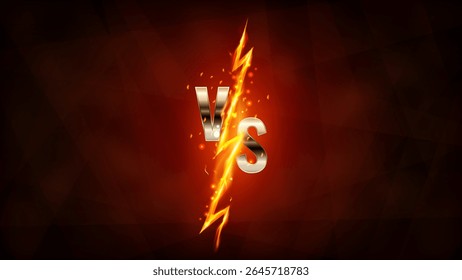 Fire fight, icon VS. Background battle game, 3D effect. Sport poster for MMA boxing. Logo design, light text. Vector flame template, competition versus an enemy, tournament or championship symbol