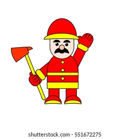fire fighter avatar hold a axe in his hand and also shaking hand