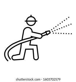 Fire Fighter Avatar Sign, Man with Hose Pipe Water Sprayer Design, 