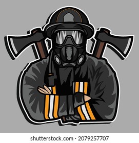 a fire fighter with axe