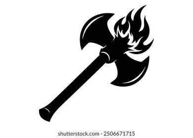 Ilustración vectorial de silueta de hacha de fuego