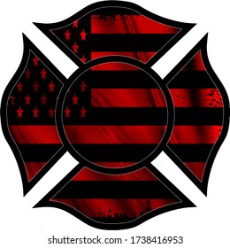 Fire Fighter Badge With American Flag Inlay. 