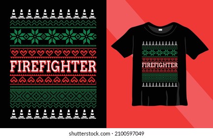 Fire Fighter Christmas t-shirt design. Ready to print on back t-shirt.