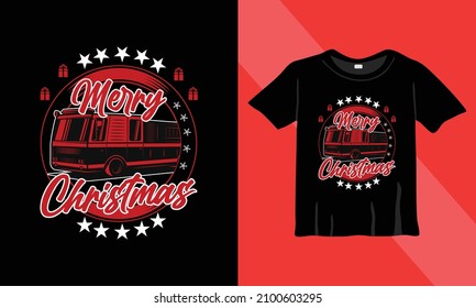Fire Fighter Christmas t-shirt design. Merry Christmas FireFighter. Ready to print on back t-shirt.