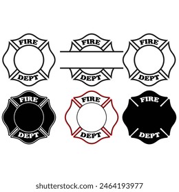 Fire fighter emblem. Black and white fire fighter blank loigo emblem design	
