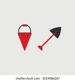 fire fighter equipment shovel vector icon digging 
