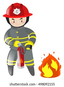 Feuerwehrmann mit Feuerlöscher