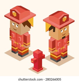 fire fighter heroes. vector illustration