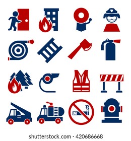 fire fighter icon set