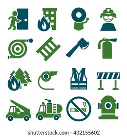fire fighter icon set