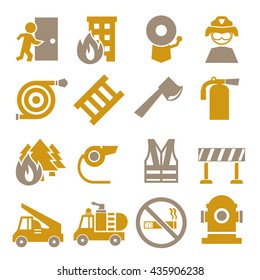 fire fighter icon set