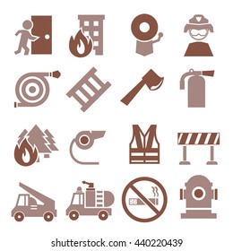fire fighter icon set