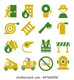 fire fighter icon set
