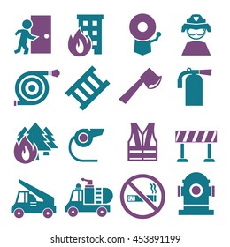 fire fighter icon set