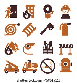 fire fighter icon set