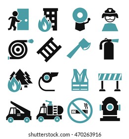 fire fighter icon set