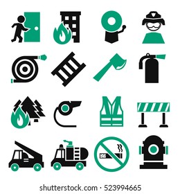 fire fighter icon set