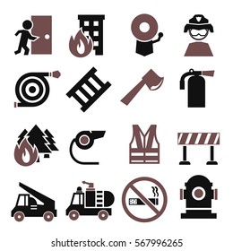 fire fighter icon set
