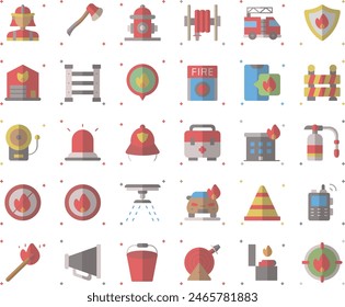 Fire fighter icon set vector design illustration stock