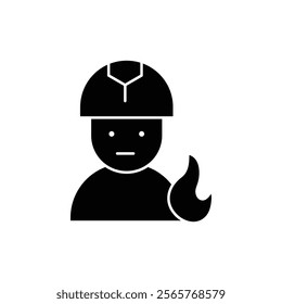 fire fighter icon Vector flat thin line illustration