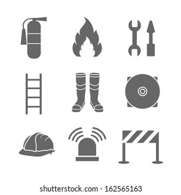 Fire fighter icons in black & white