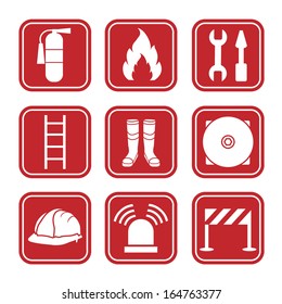 Fire Fighter Icons In Black & White