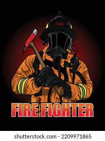 Fire fighter illutration vector graphic