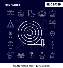 Fire Fighter Line Icon for Web, Print and Mobile UX/UI Kit. Such as: Burn, Fighter, Fire, Fireman, Barrier, Board, Fighter, Fire, Pictogram Pack. - Vector