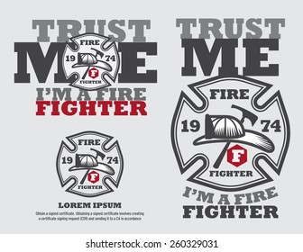 Fire Fighter Logo Design Vector Template And typography Design T-shirt.