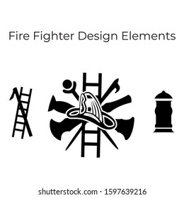 Fire fighter logo element vector design. 